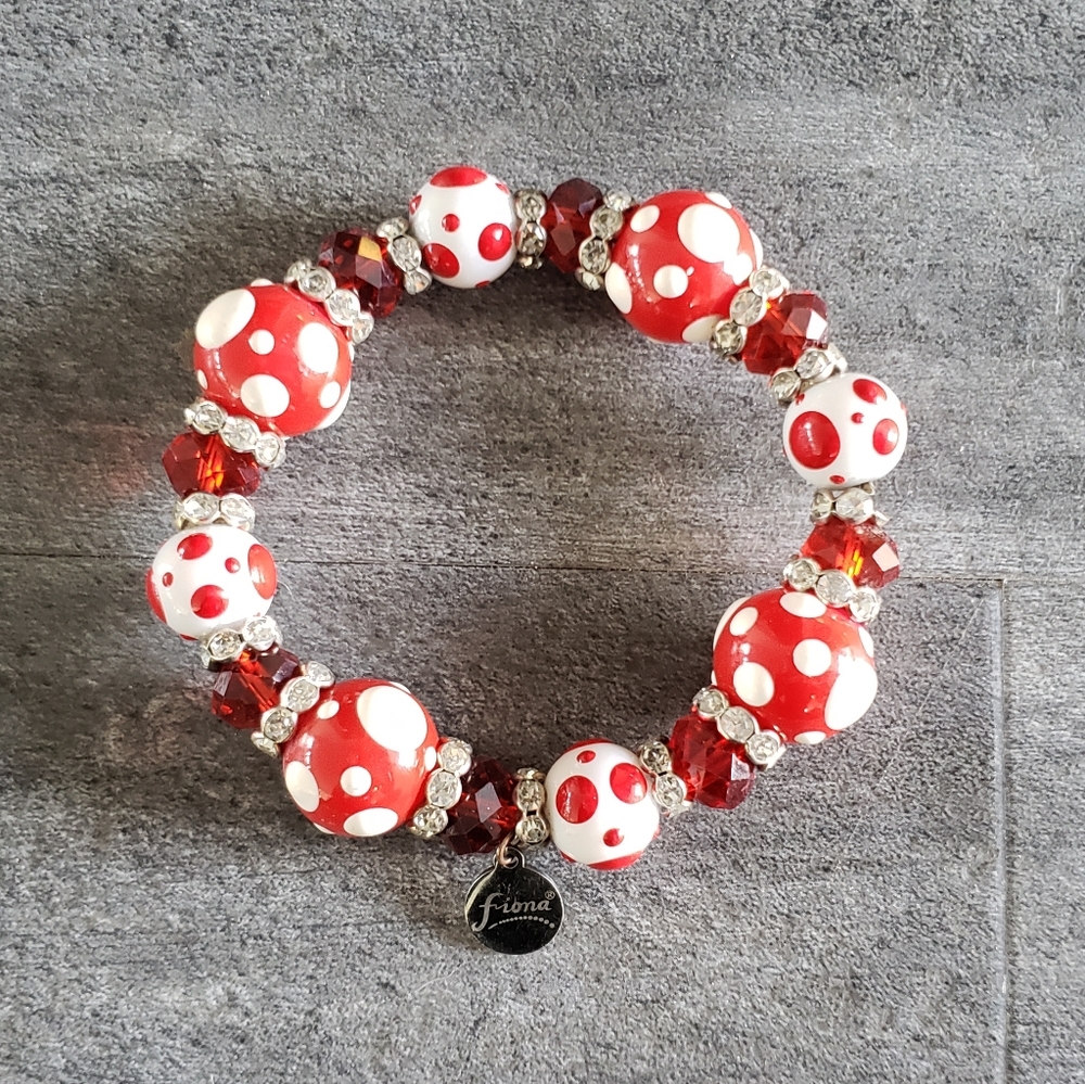Red White Fiona Hand Painted Bracelet